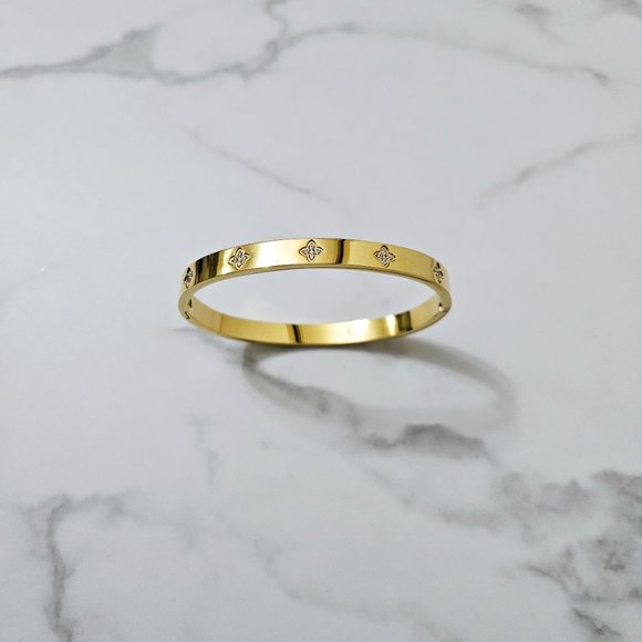 🌷 18K PVD Gold Plated Stainless Steel Bangle Popular Style Waterproof - Picture 4 of 5
